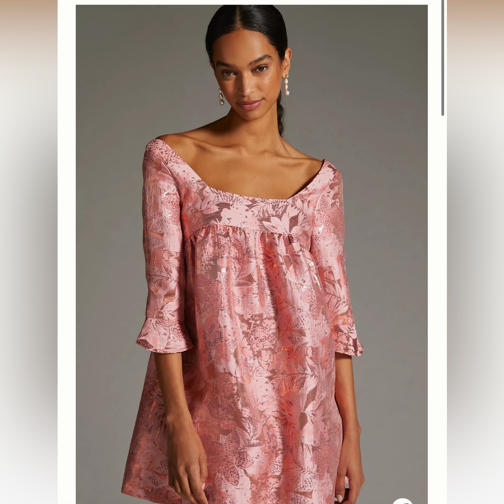 Anthropologie Blush Floral Midi Dress